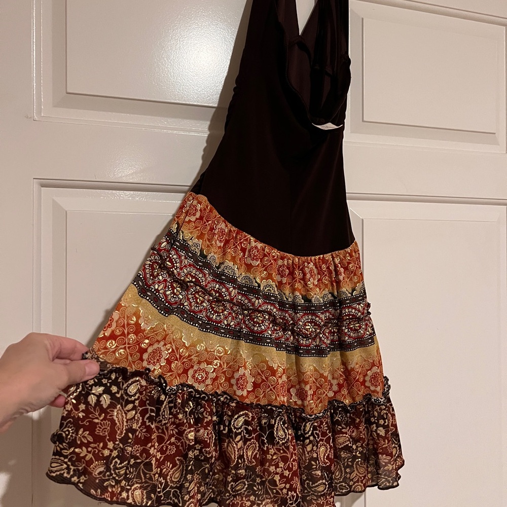 Bohemian Floral Halter Dress - Picture 1 of 6